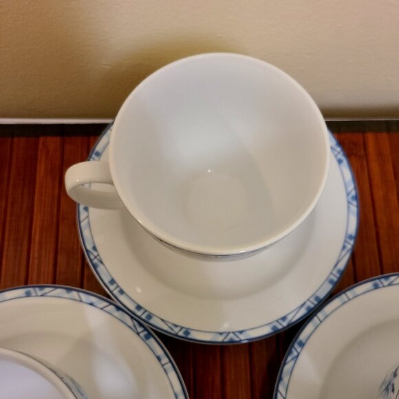 Laura Ashley Sophia Blue White French Country Porcelain Cup & Saucer - Set of 3 - Picture 5 of 11